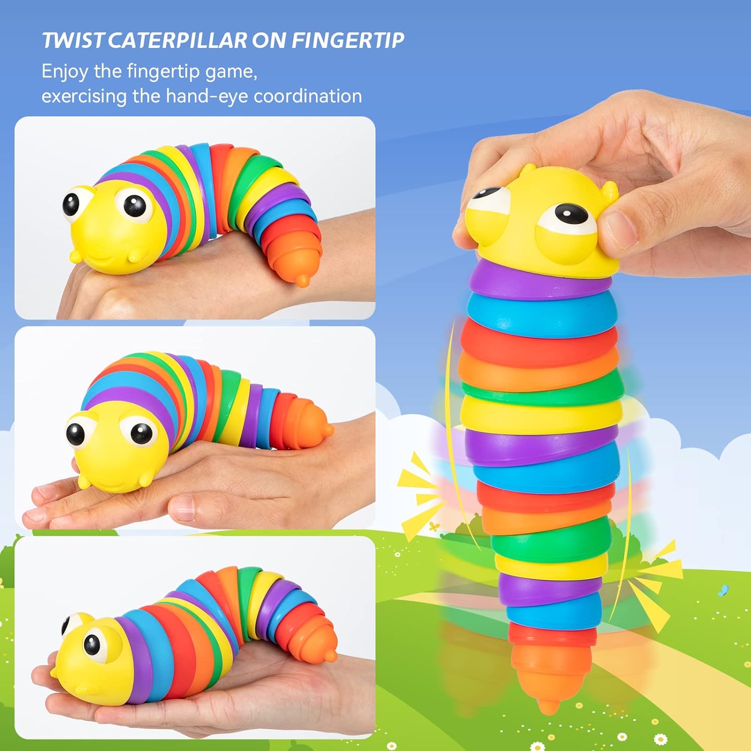 3D Rainbow Color Plastic Slug Fidget Toys, Stress Relieving Toy, Sensory Slug Toy for Boys and Girls, Finger slug Toy, for Autistic, Caterpillar Fidget Toys Stress Relief Gifts for Toddlers Kids Adults  (1 Pc) 3D Rainbow Color Plastic Slug Fidget Toys, Stress Relieving Toy, Sensory Slug Toy for Boys and Girls, Finger slug Toy, for Autistic, Caterpillar Fidget Toys Stress Relief Gifts for Toddlers Kids Adults  (1 Pc)